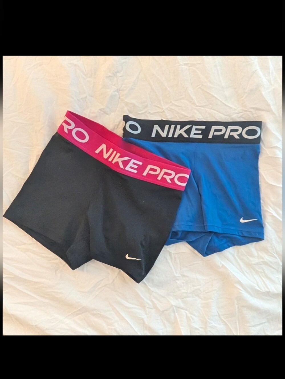BUNDLE (2) Nike Pro Dri-FIT 365 Mid-Rise 3" Shorts - S - Black/Pink & Blue
